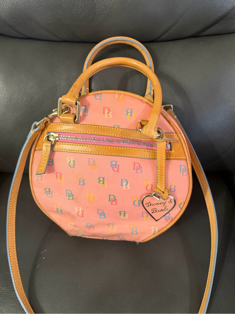 Vintage Dooney & Bourke Coated Signature Circle Backpack Purse Y2K